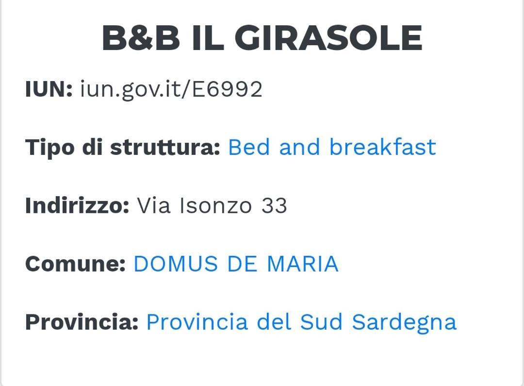 Il Girasole Bed & Breakfast Domus De Maria Exterior photo